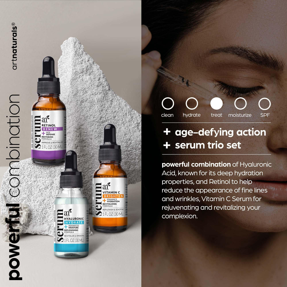 Artnaturals suero retinol, uso nocturno para suavizar líneas.