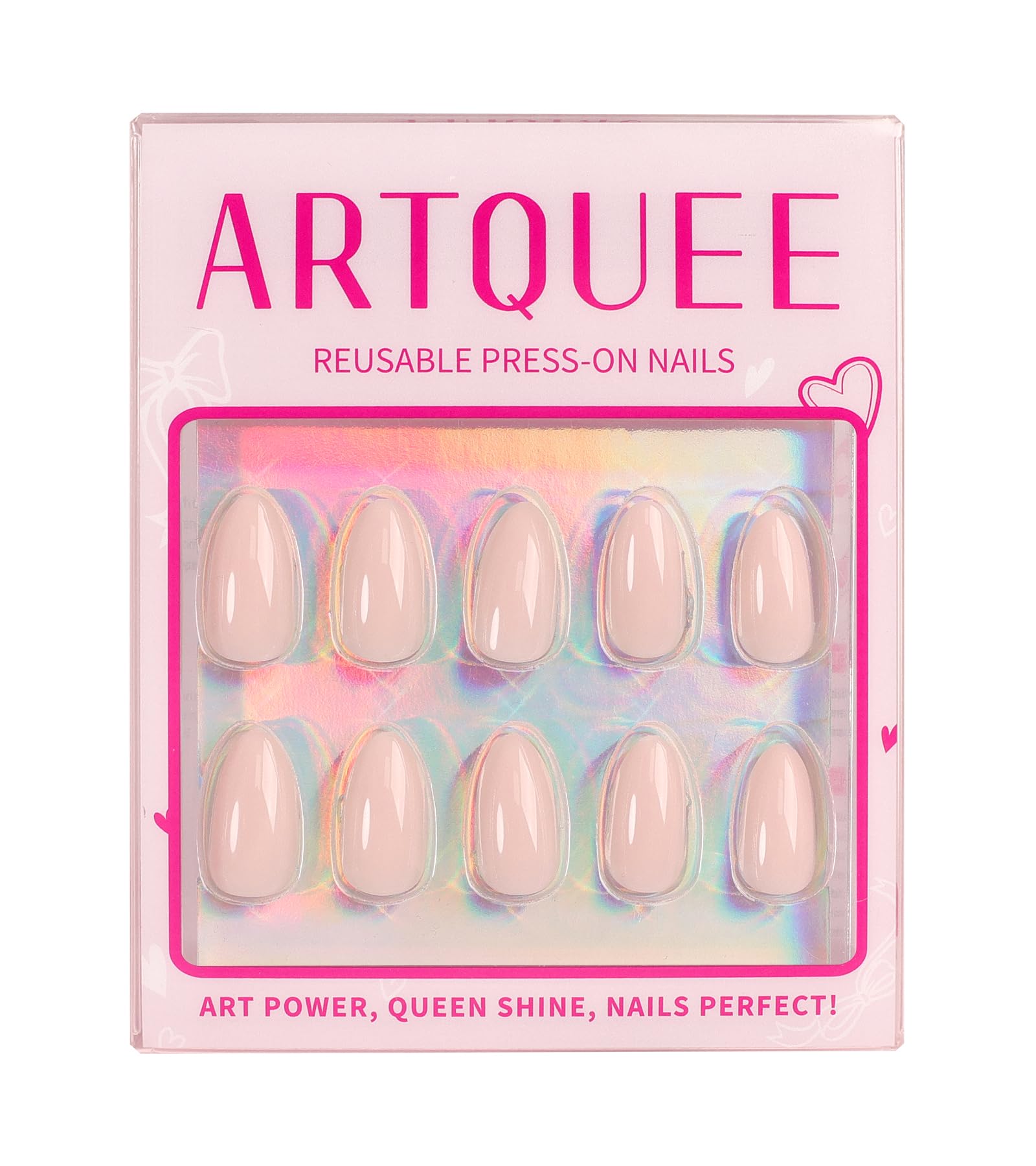 Artquee uñas postizas rosa suave reutilizables para varias manicuras.