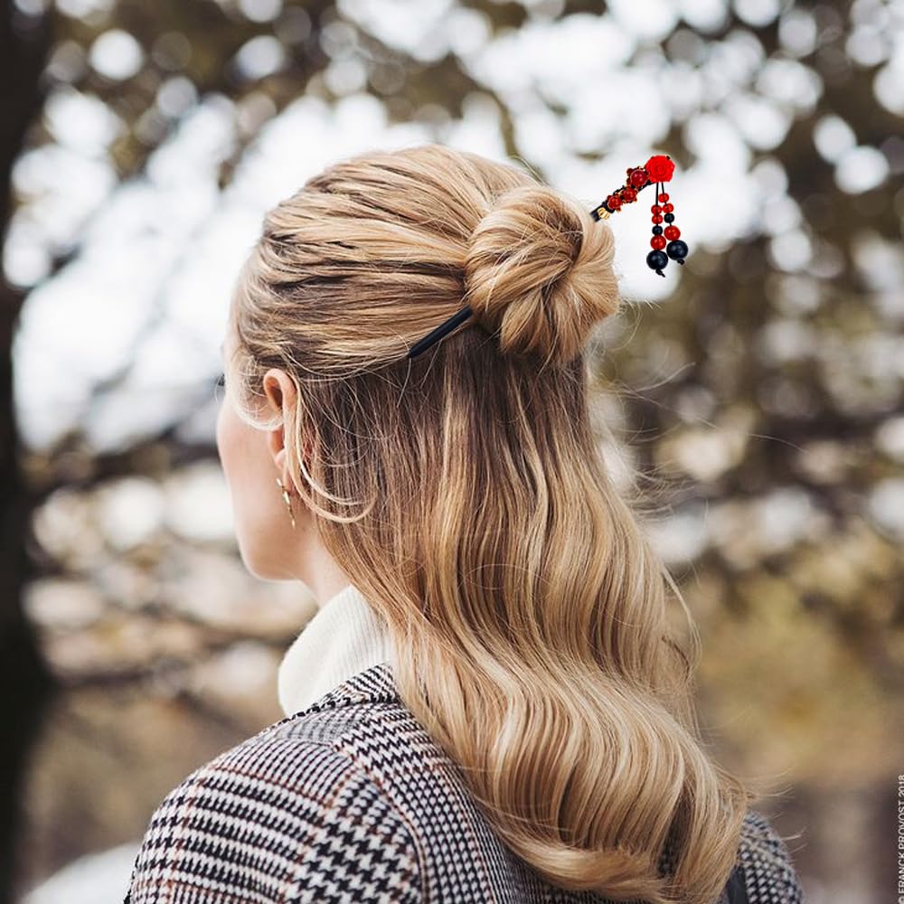 Arvintas handcrafted hair accessories crafted with flowers, tassels, and beads.