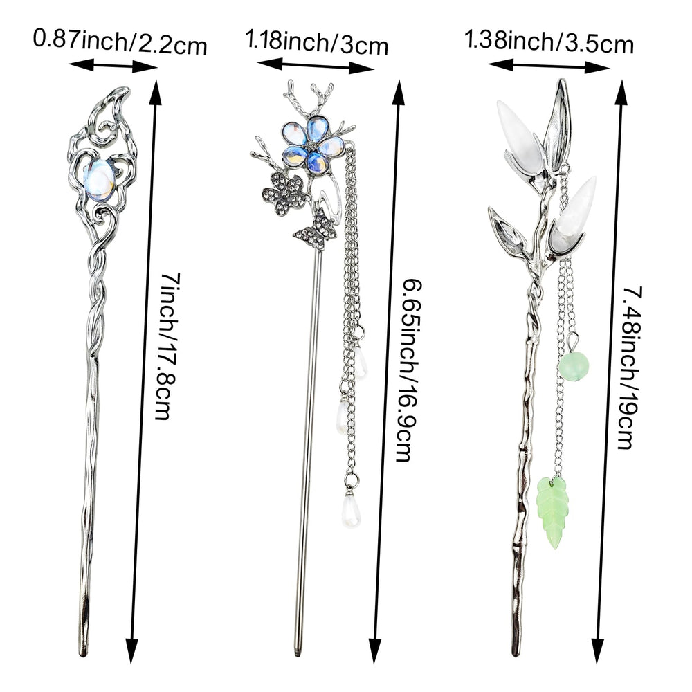 Arvintas silver metal hair pin closeup moon and star design for retro styling