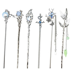 Arvintas star moon hair stick bun set in silver for secure everyday buns