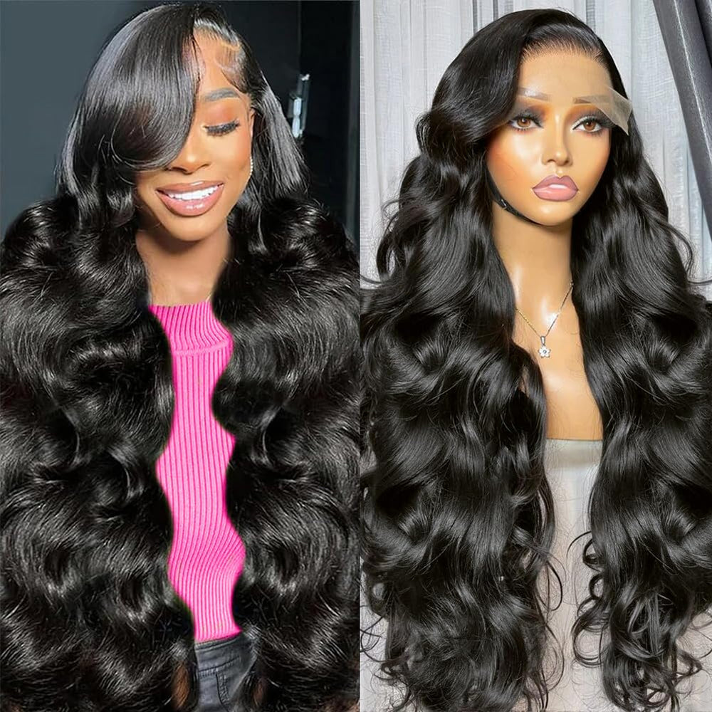 ARZFDR 30 inch lace front wig front detail highlights natural body wave and hairline.