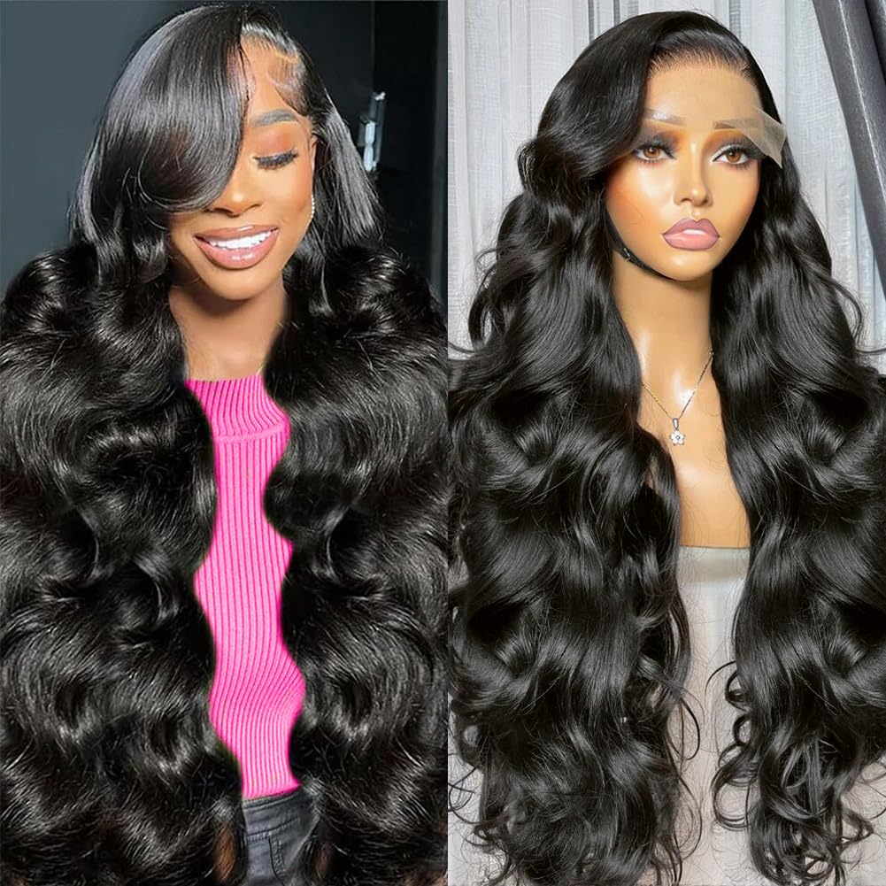 ARZFDR 30 inch lace front wig front detail highlights natural body wave and hairline.