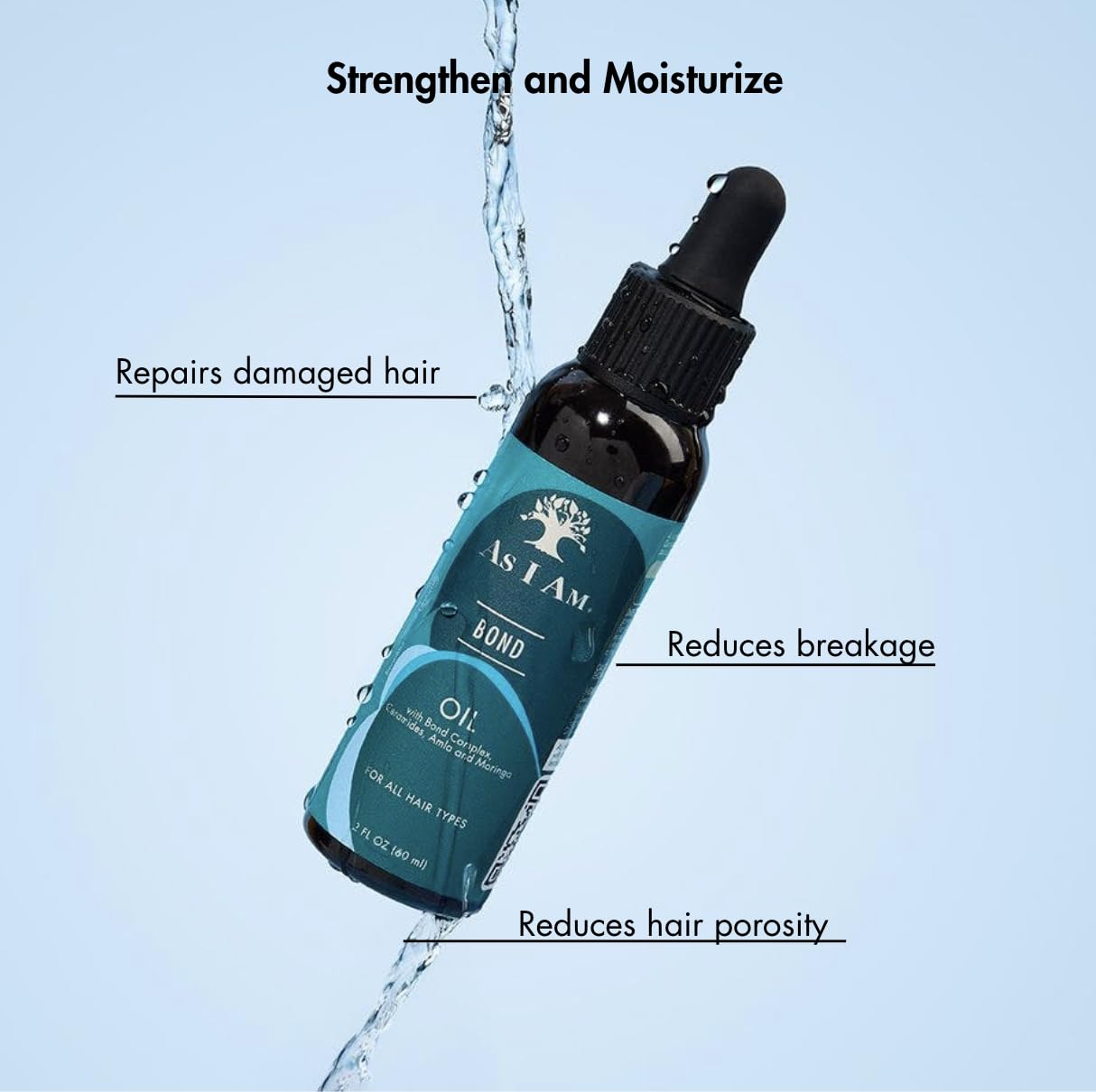 As I Am Bond Oil: ayuda a reducir porosidad con ceramidas y moringa.
