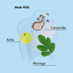 As I Am Bond Repair Shampoo, ingredientes moringa, amla y ceramidas que nutren el cuero cabelludo.
