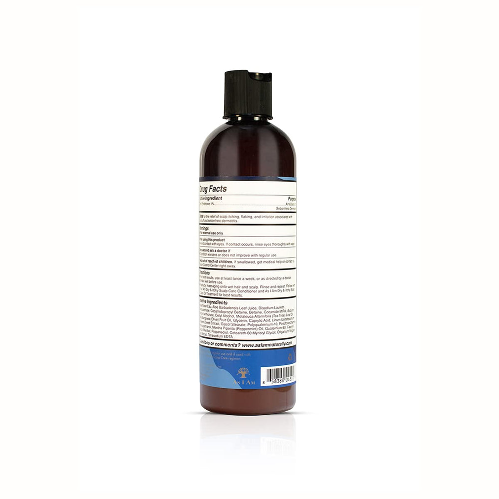 As I Am Dry & Itchy Scalp Care Shampoo foaming lather cleanses and soothes dandruff symptoms.