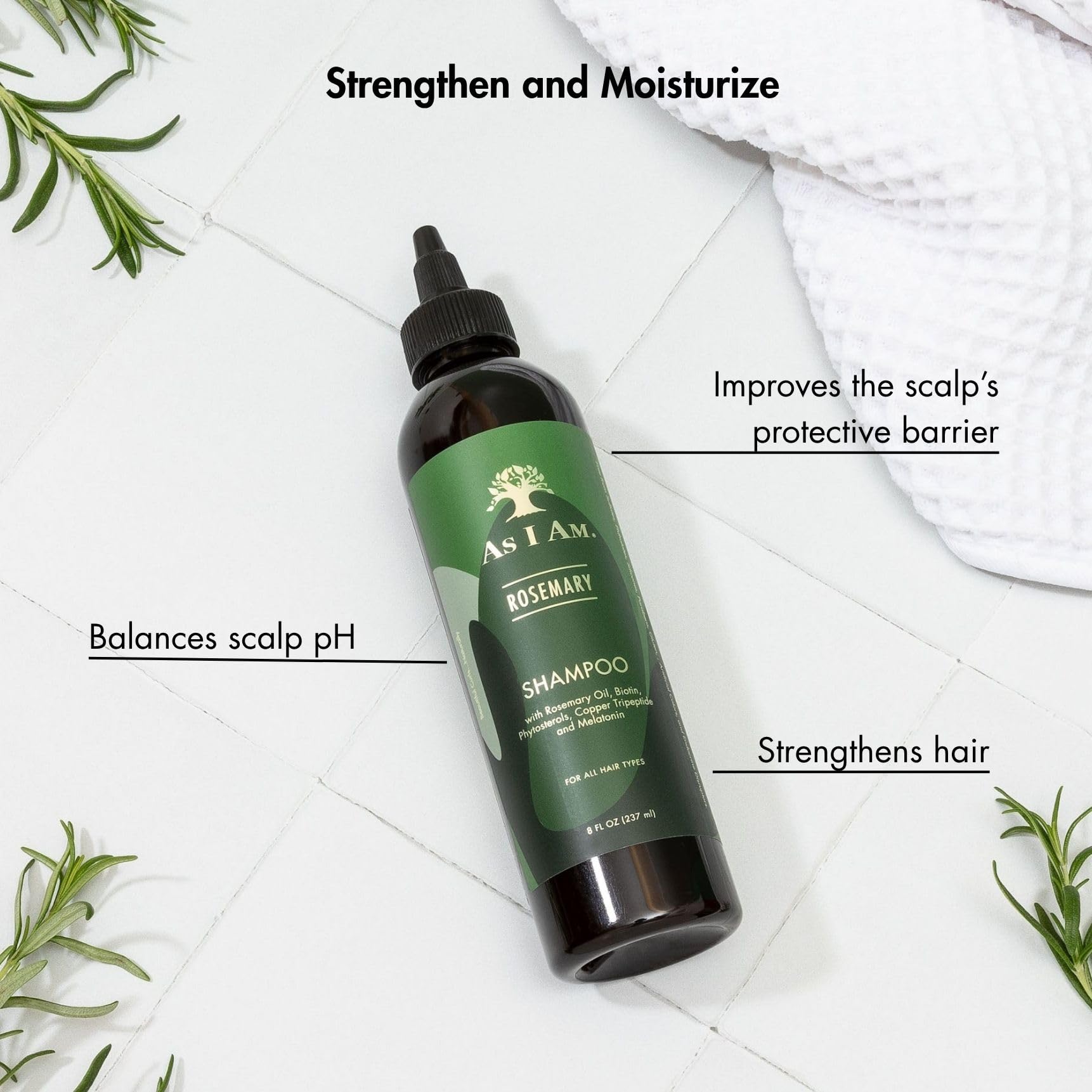 As I Am Rosemary Shampoo applied to hair and scalp for moisture