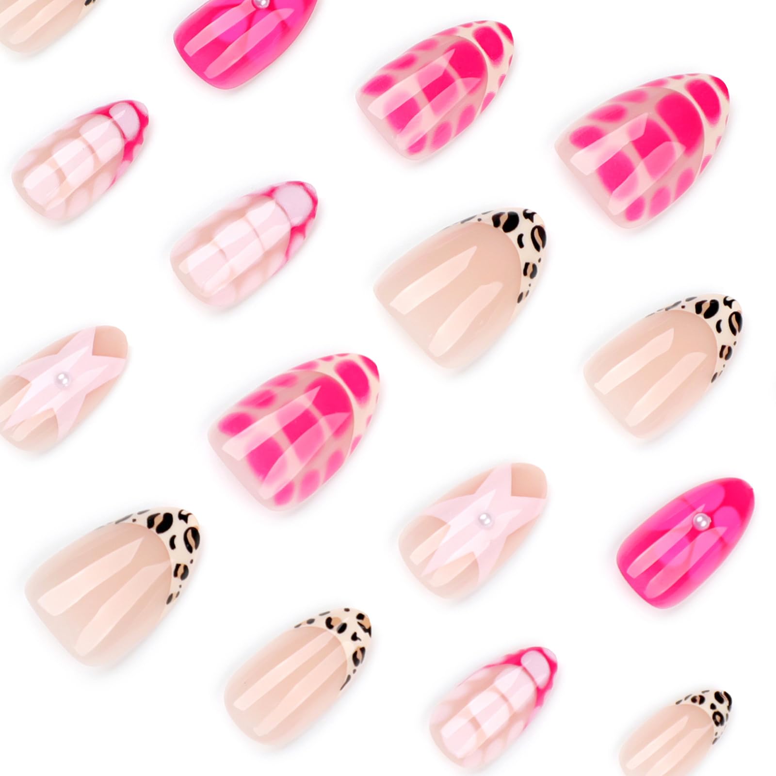 ASABITE uñas adhesivas almendra con estampado leopardo, estilo atrevido