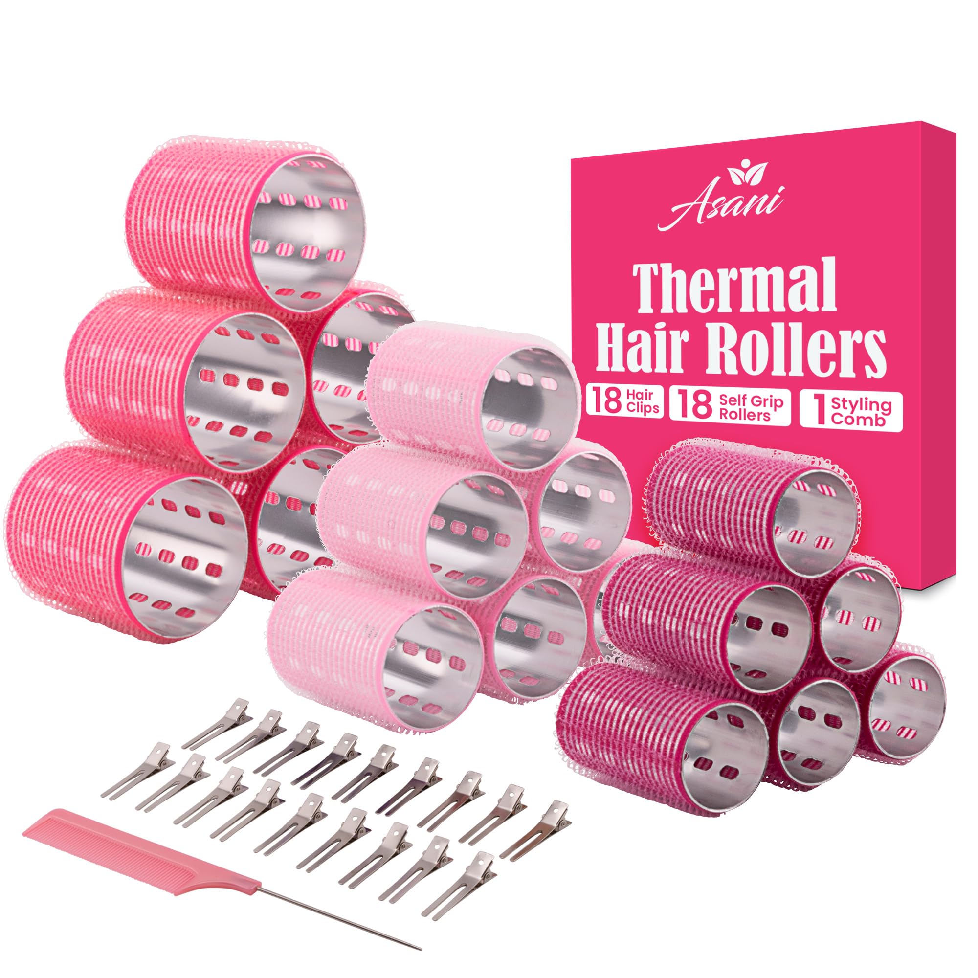 Asani Thermal Rollers 37-piece set for quick, voluminous curls.