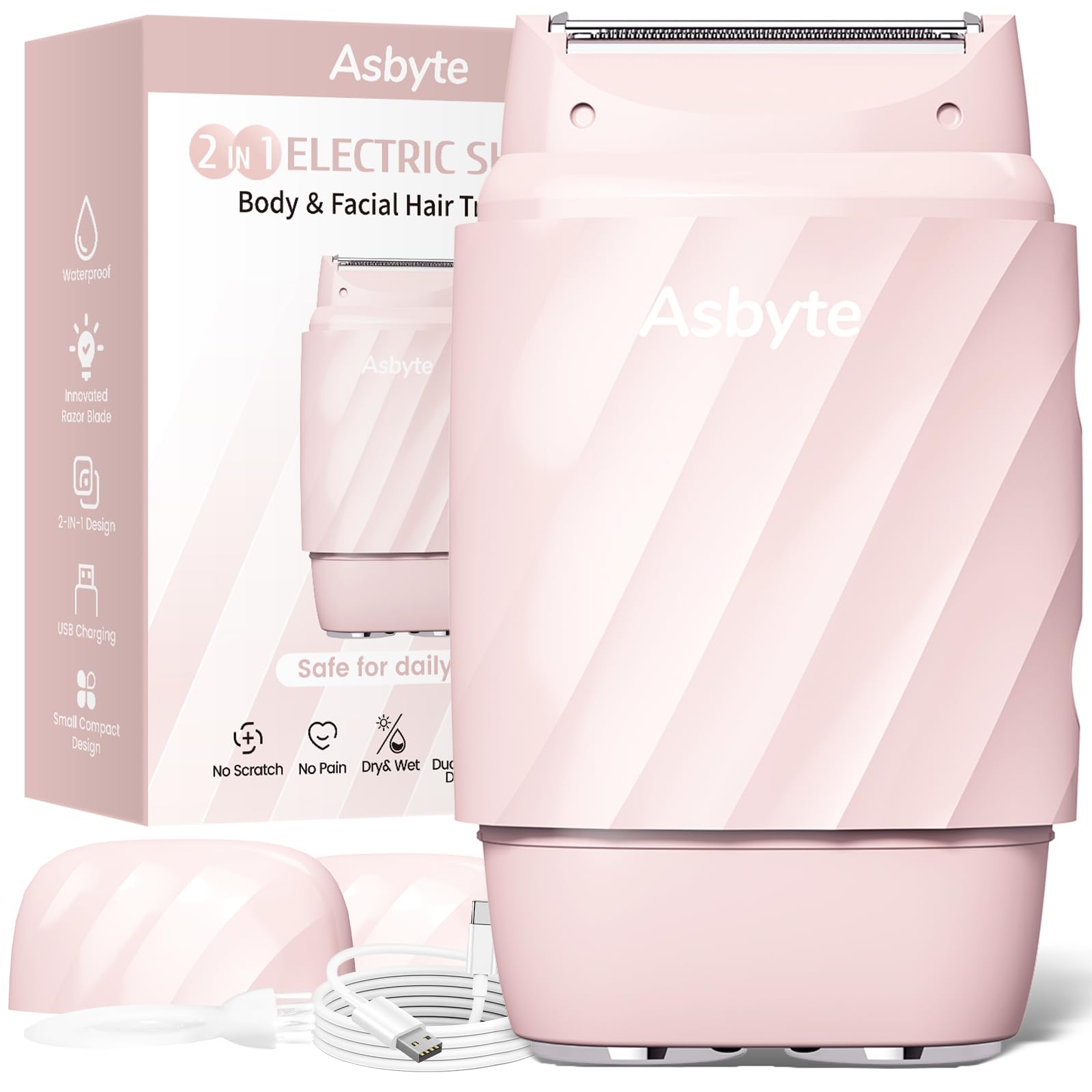 Asbyte 4-in-1 razor with body and bikini head for smooth full-body grooming