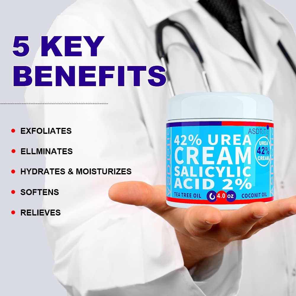ASDToTio Urea Cream 42% texture being spread highlights softening benefits