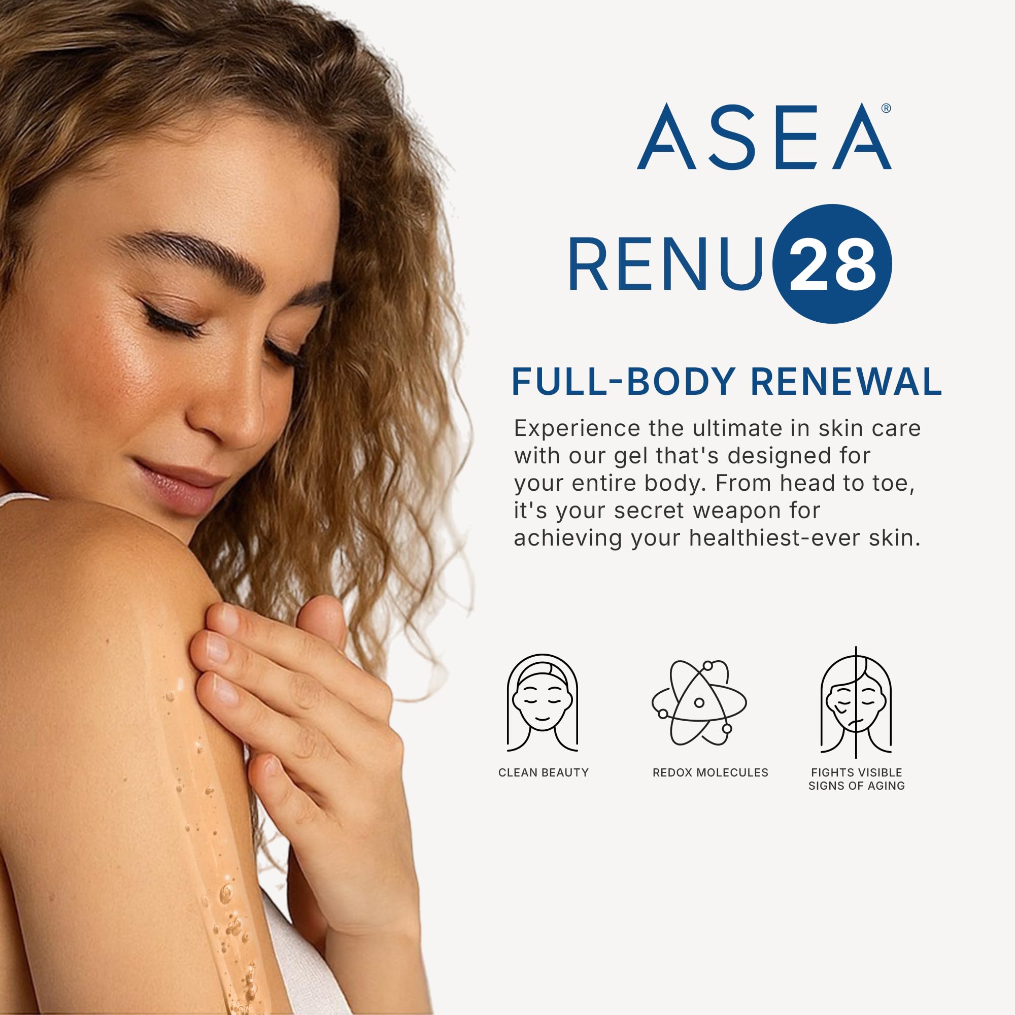 Asea RENU28 application on the face demonstrates easy coverage and even tone.