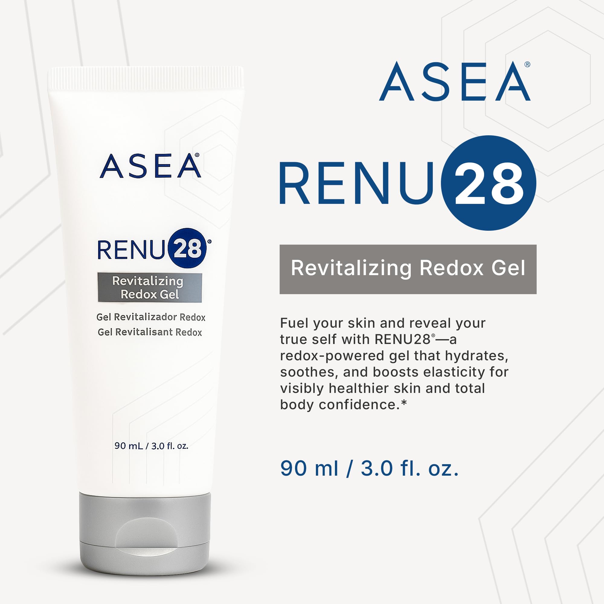 Asea RENU28 redox gel texture swirl suggests smooth application and renewal.