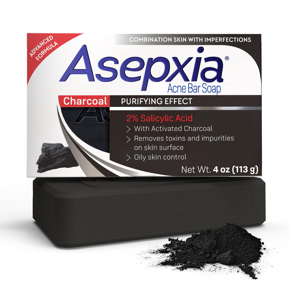 Asepxia salicylic acid bar soap close-up promotes pore cleansing.