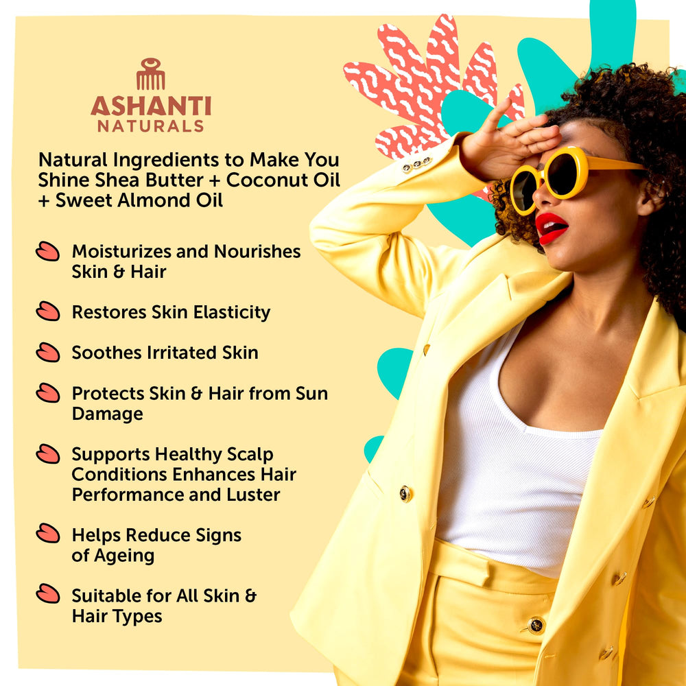 Ashanti Naturals aceite de almendra dulce, piel nutrida y suavizada.
