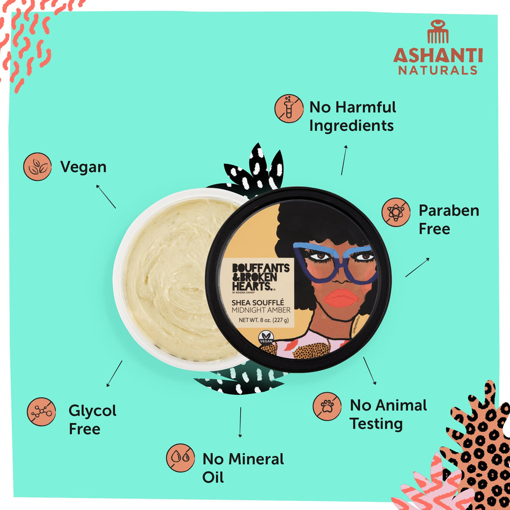 Ashanti Naturals manteca de karité cruda, aplicación suave para piel seca.