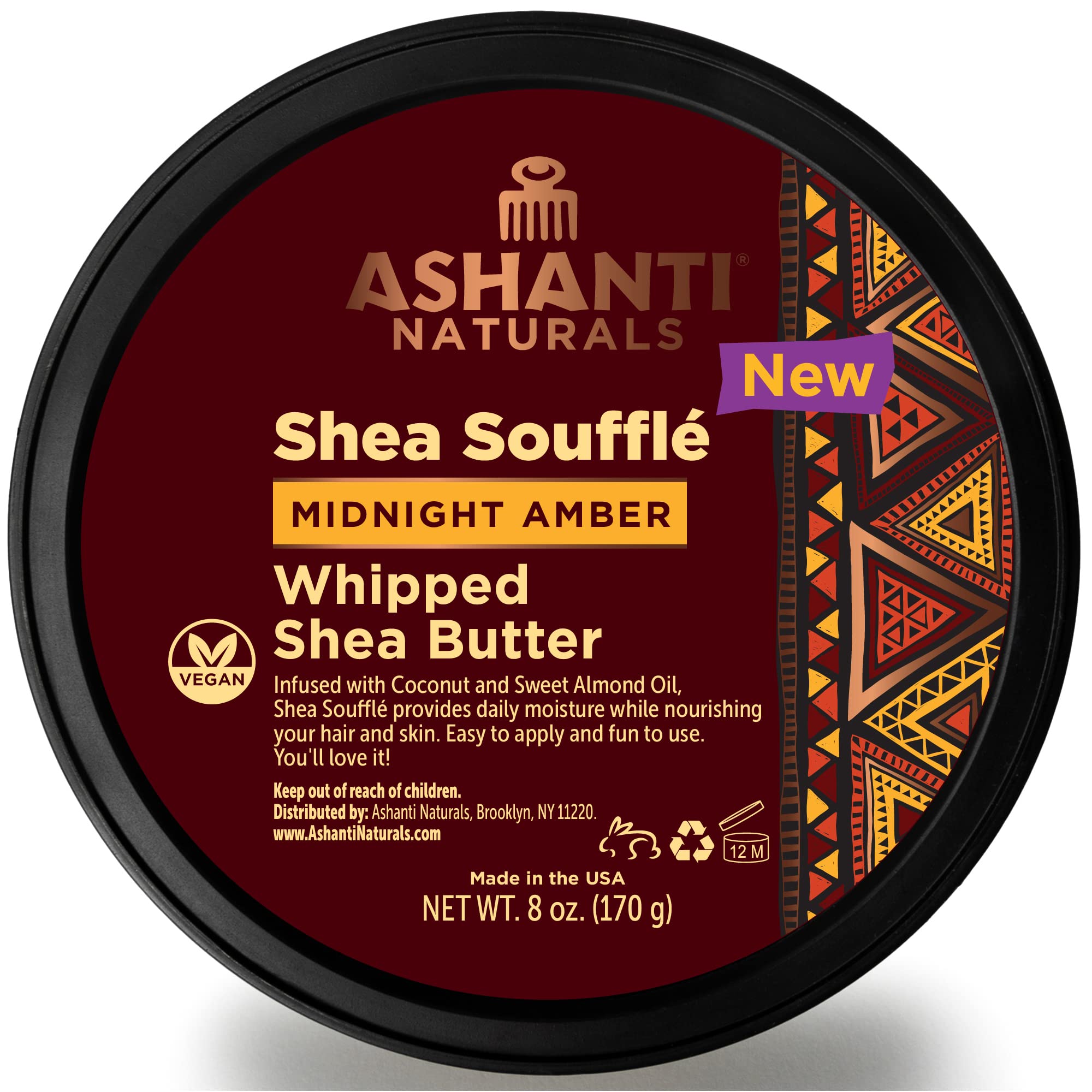 Ashanti Naturals Manteca Karité Soufflé Midnight Amber, hidratación profunda para piel seca
