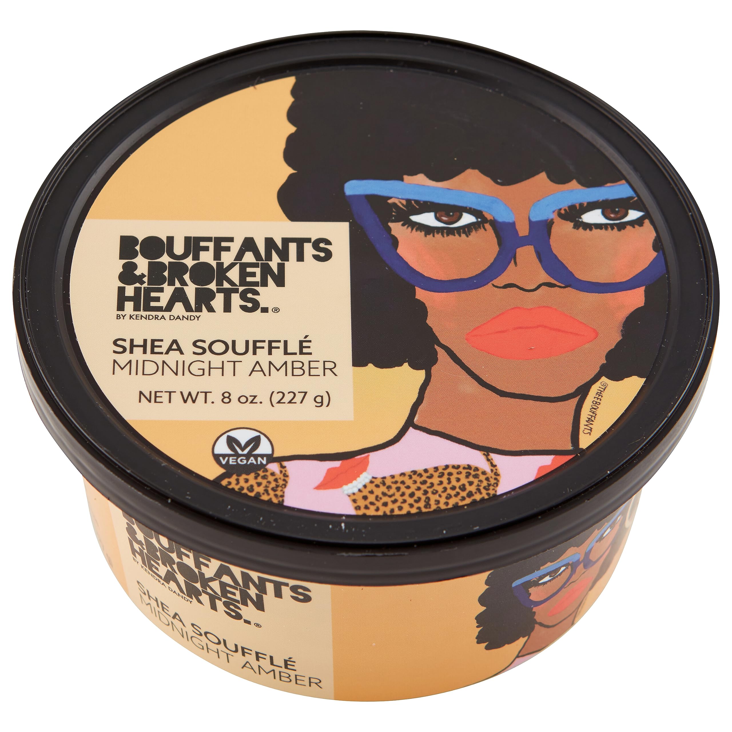 Ashanti Naturals Midnight Amber Soufflé en frasco con aroma sofisticado para cuidado corporal.