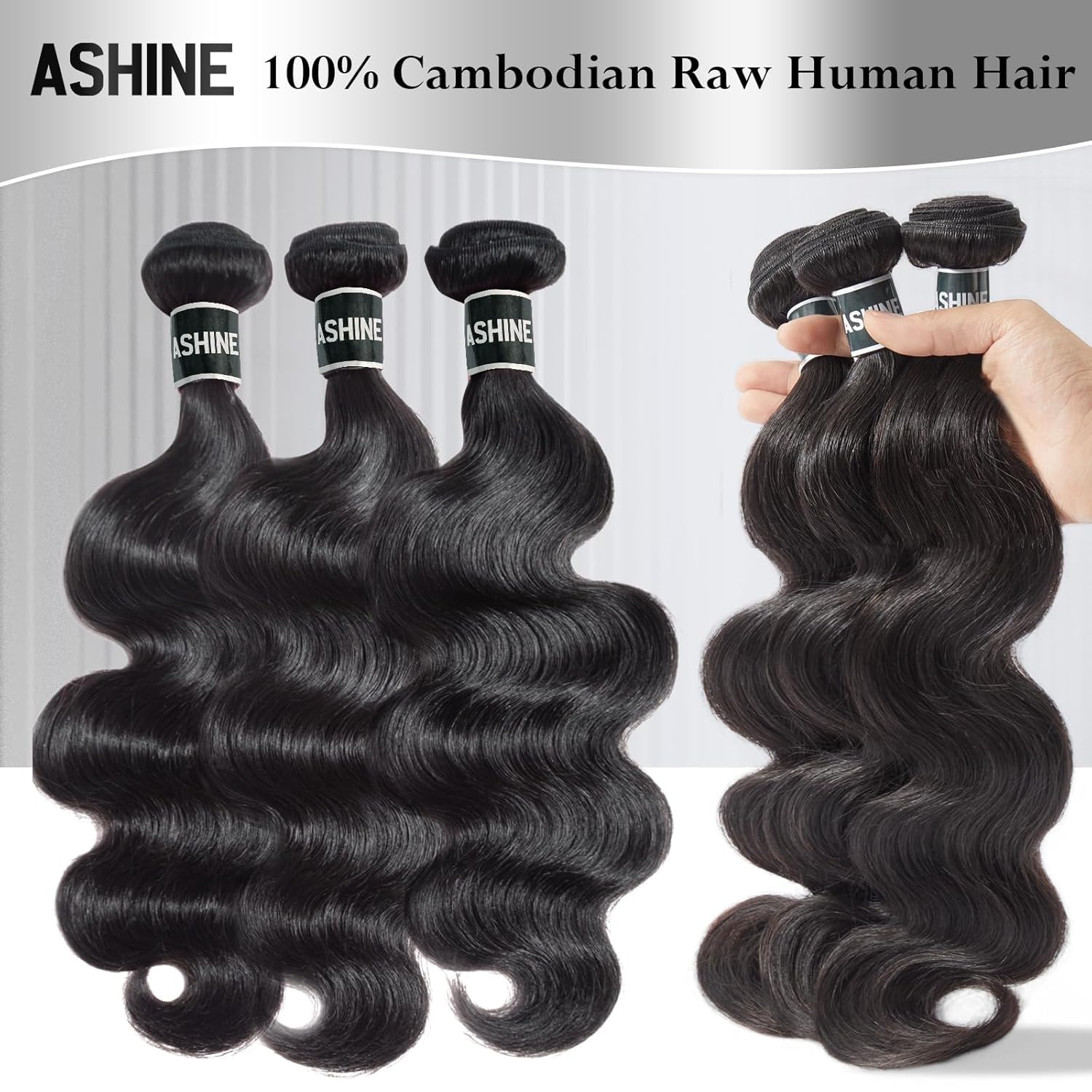 ASHINE body wave bundles reveal soft texture and natural curls ready to wear