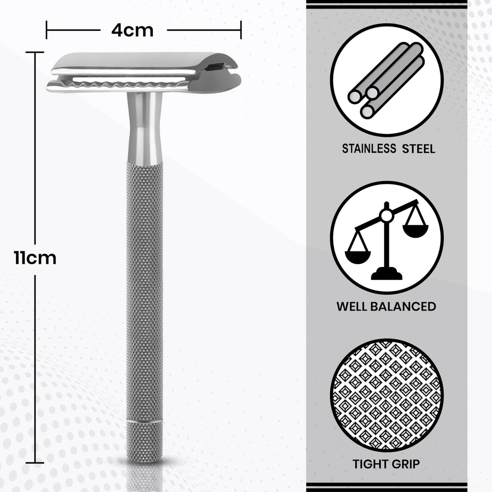ASIPRO long-handle razor provides better reach on legs and arms.