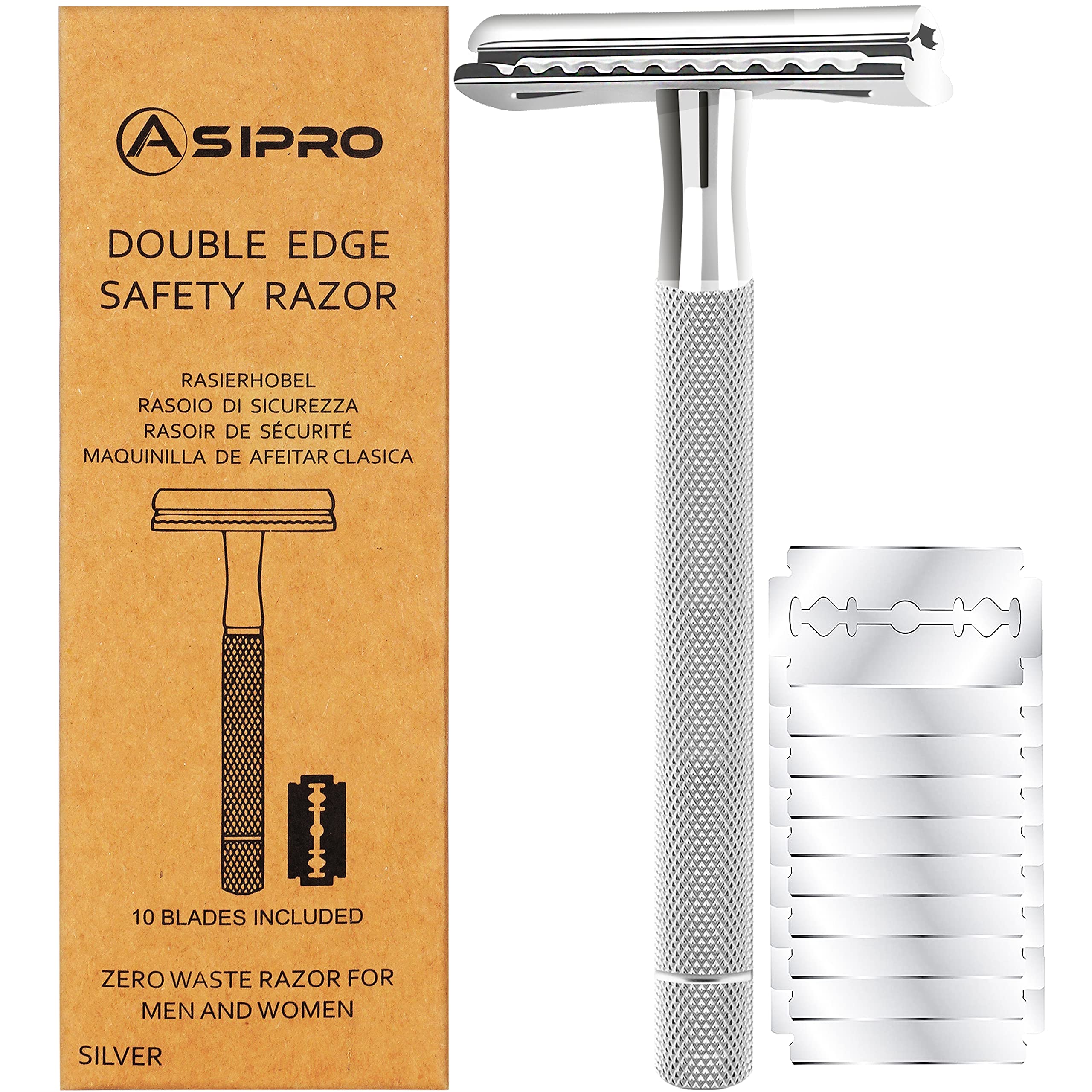 ASIPRO safety razor handle with long grip for precise shaving.
