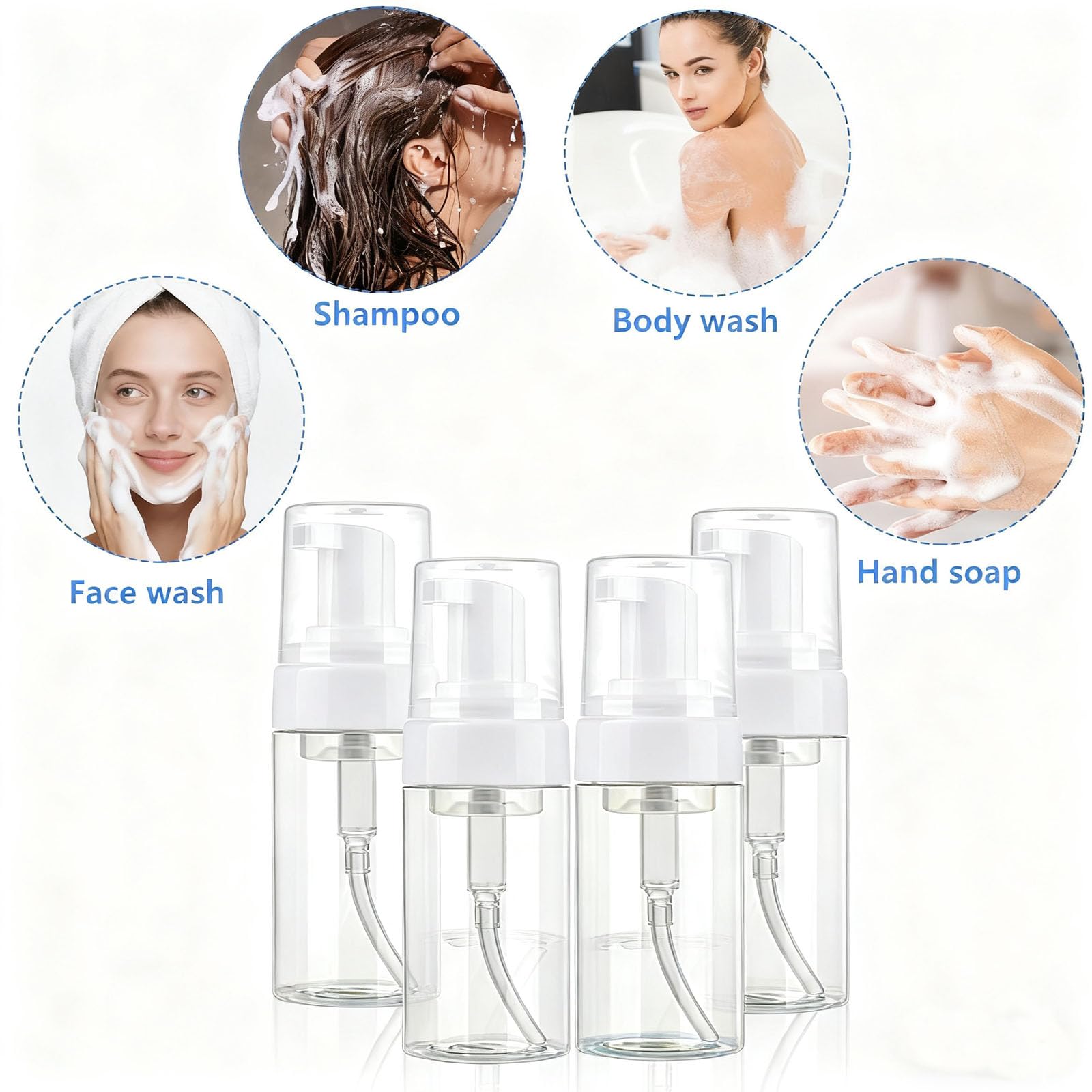 AskBed clear travel bottles help quick product identification.