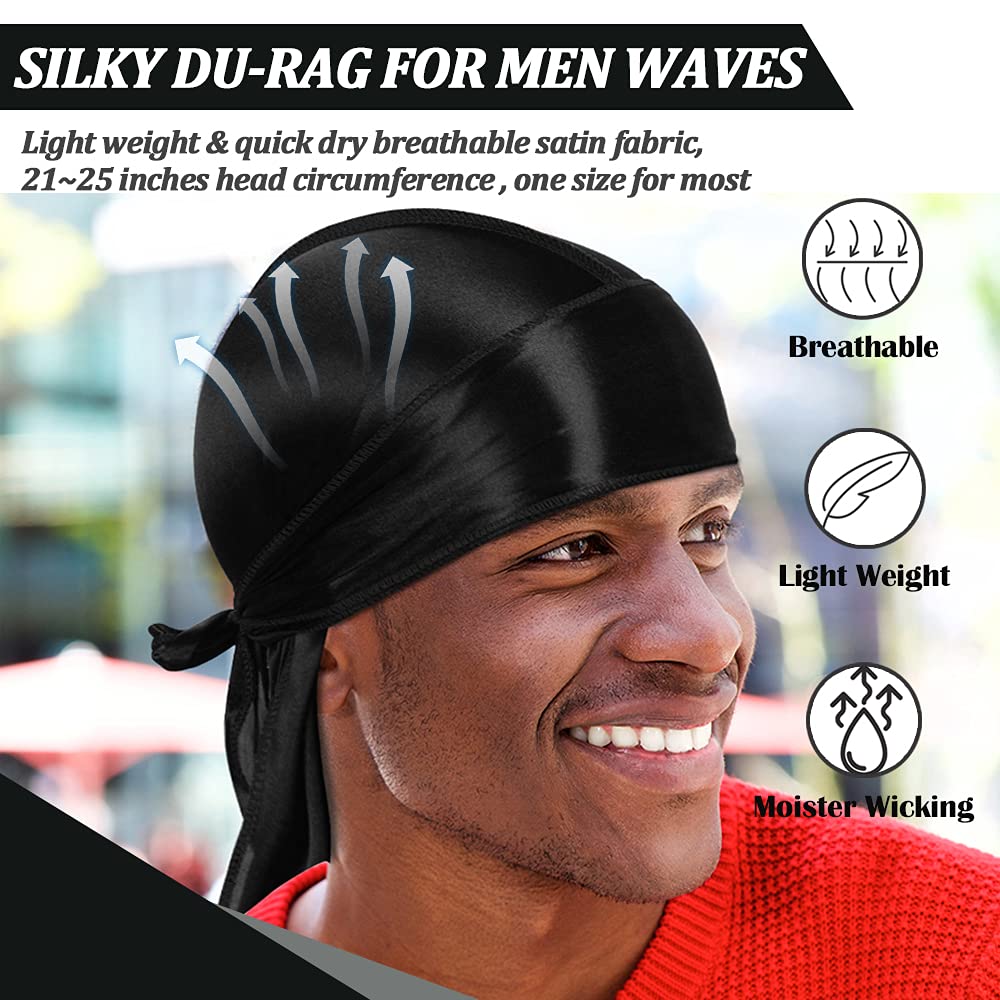 ASKNOTO durags cosido exterior, evita líneas en las ondas
