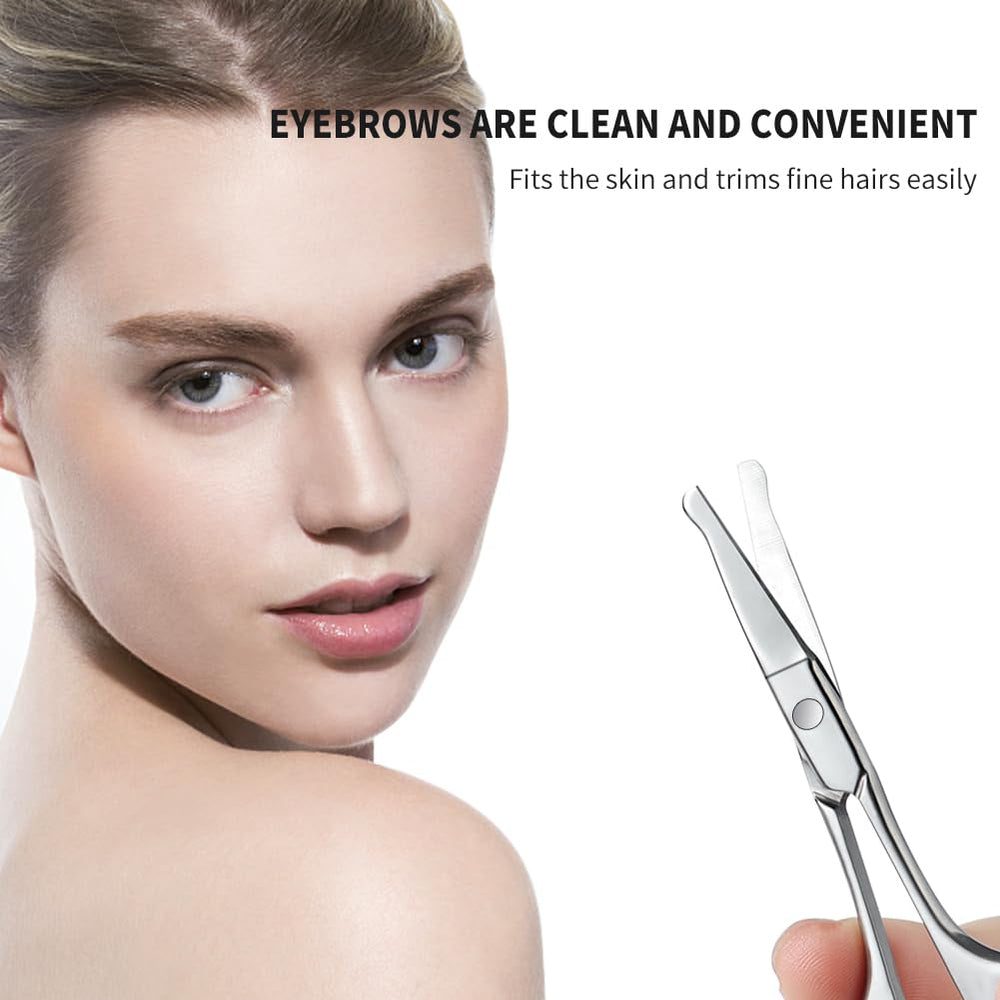 AsonTao round-tip scissors for eyebrow trimming, smooth and precise.