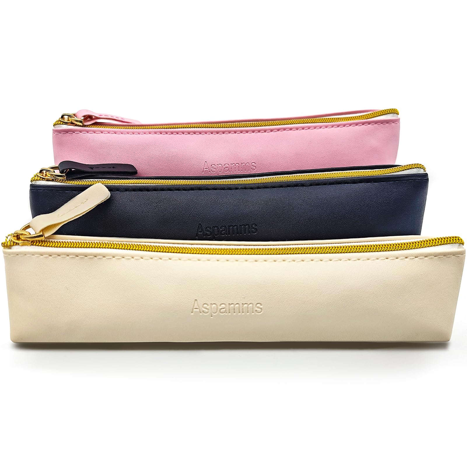 Aspamms 3PCS makeup bag set in black pink and beige for organized daily use