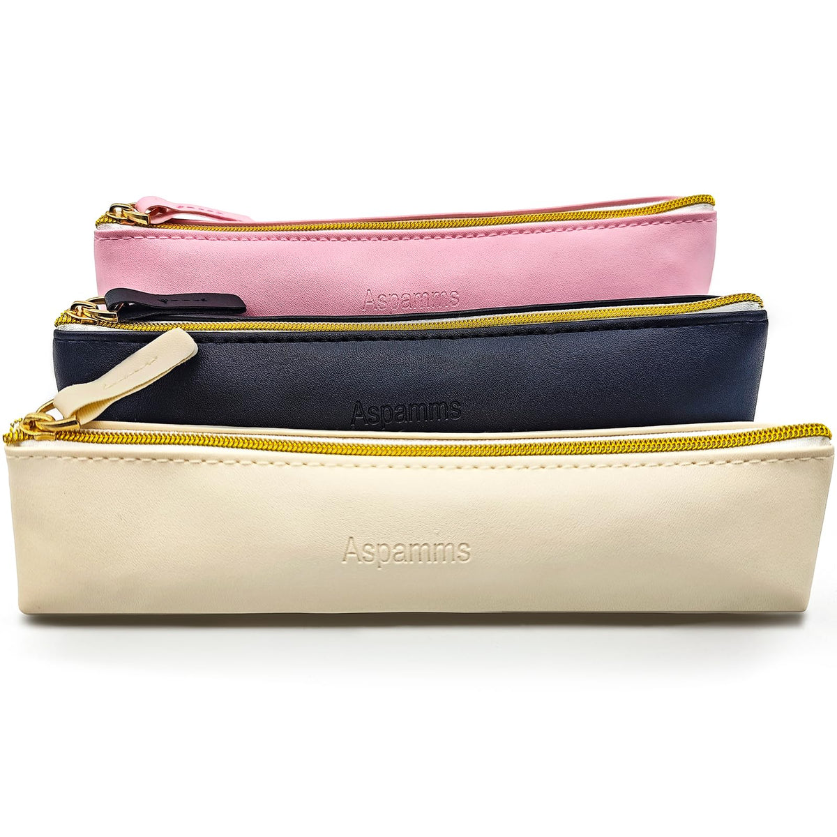 Aspamms 3PCS makeup bag set in black pink and beige for organized daily use