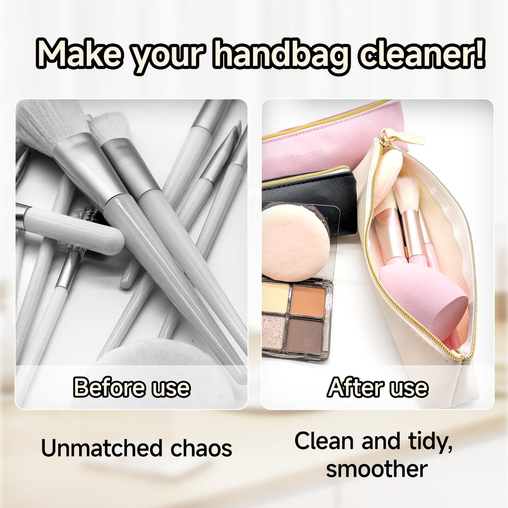 Aspamms zippered purse cosmetic organizer showing secure closure