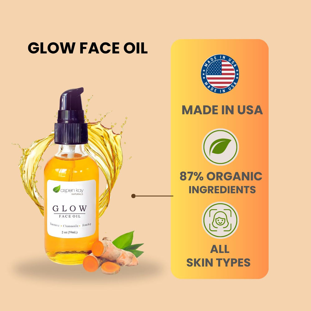 Aspen Kay Naturals Glow dropper bottle close-up showing luxurious hydration.