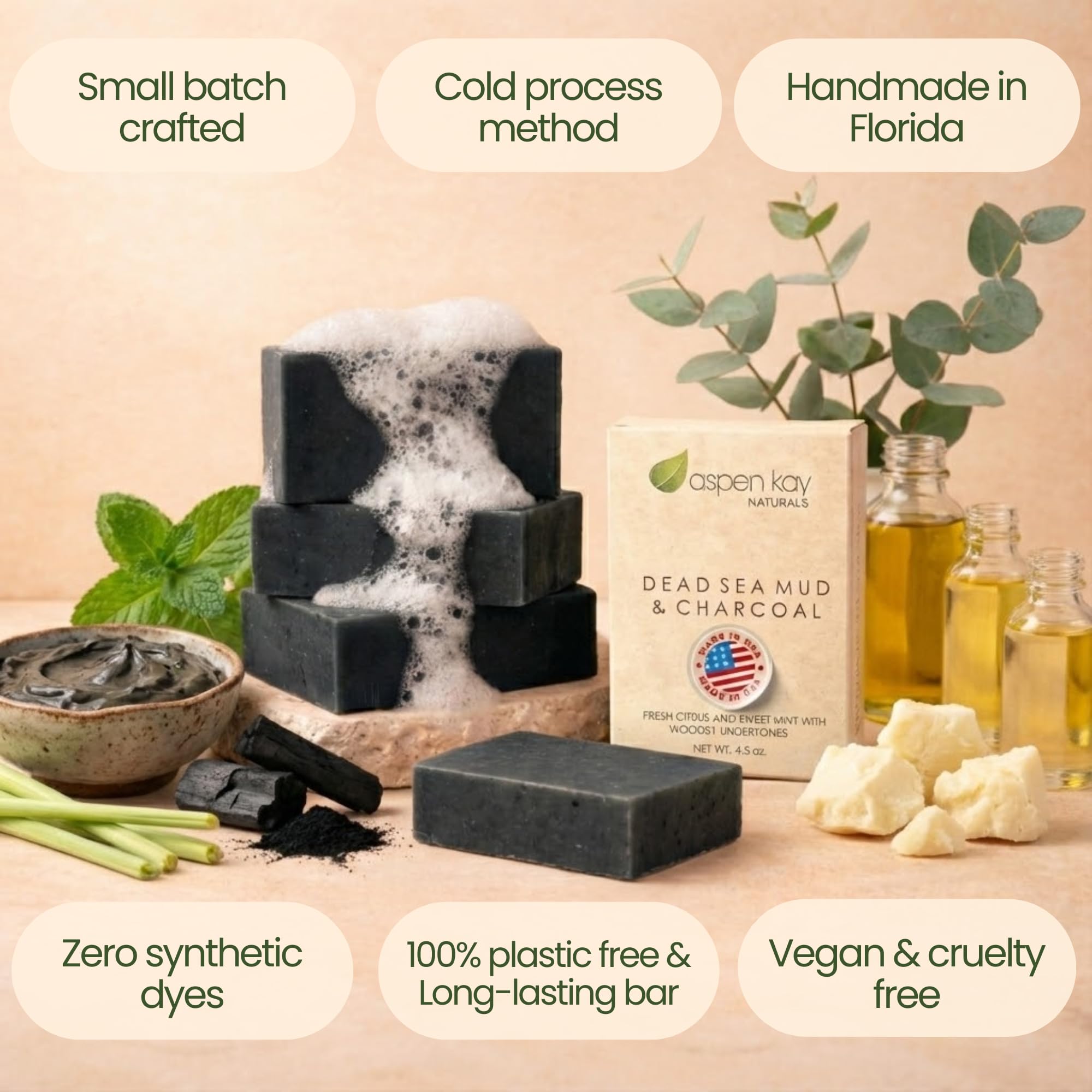 Aspen Kay Naturals Jabón Barra con aceite esencial de eucalipto