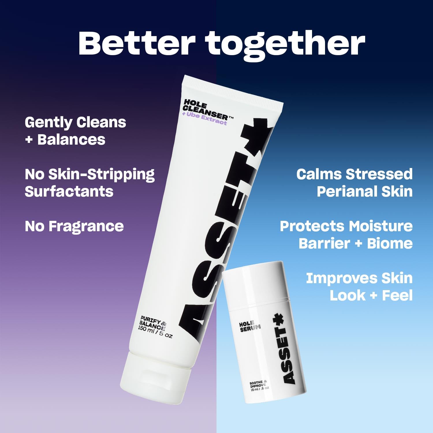 Asset Hole Serum postpartum and recovery support; calmer, softer skin over time.