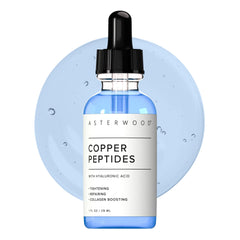 Asterwood Copper Peptides Serum bottle highlighted for anti-aging support
