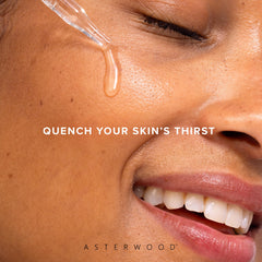 Asterwood serum applied to damp skin enhances absorption.