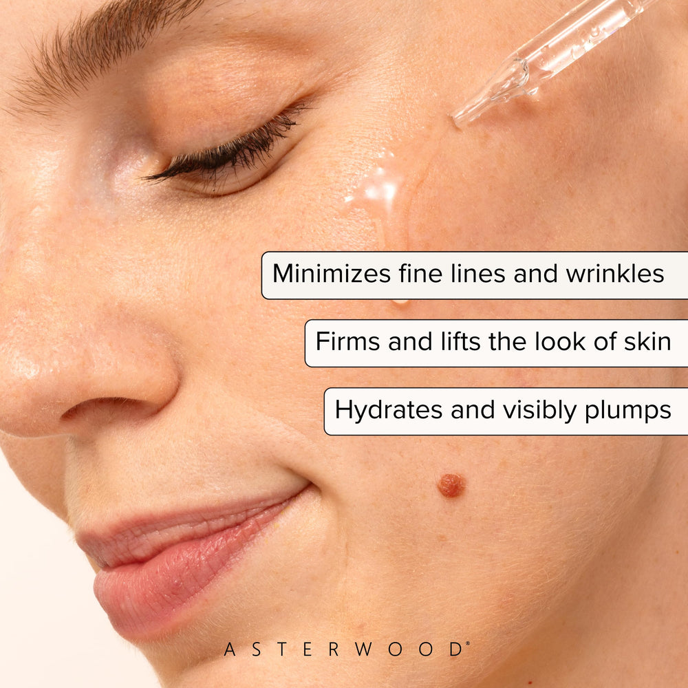 Asterwood Matrixyl 3000 + Argireline con ácido hialurónico, hidrata y rellena superficiales.
