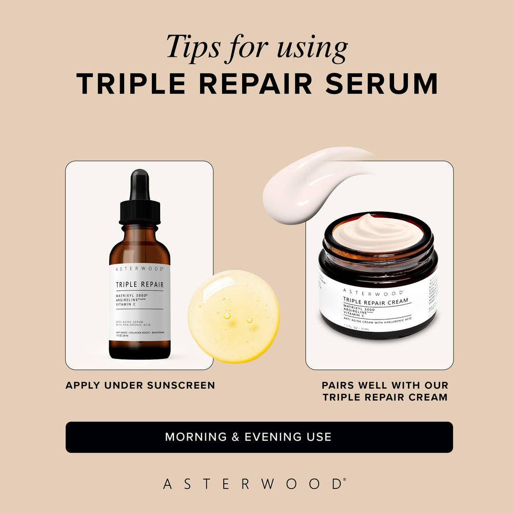 Asterwood Triple Repair Serum fragrance-free label indicating gentle care