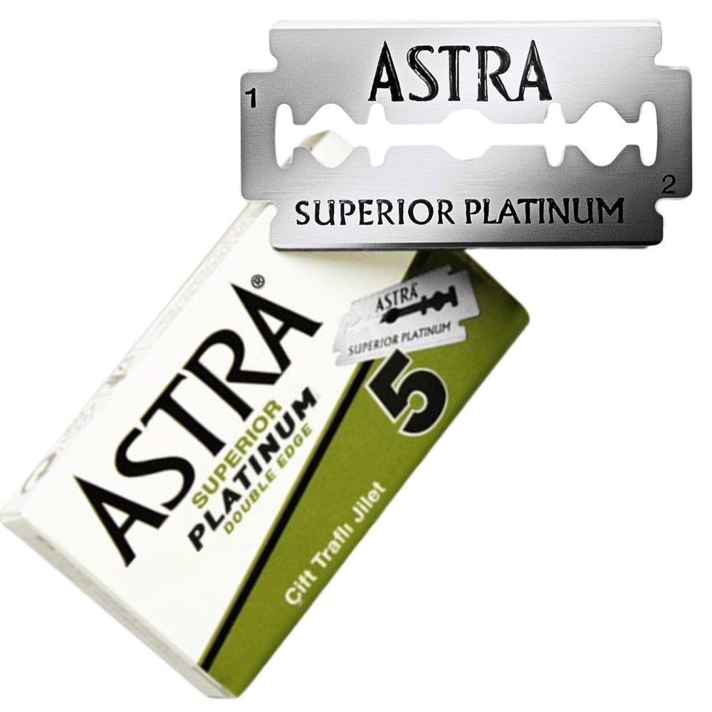 Group shot of 50 Astra Platinum blades.