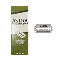Astra Superior Platinum double edge blade pack — durable stainless steel for long-lasting shaves.