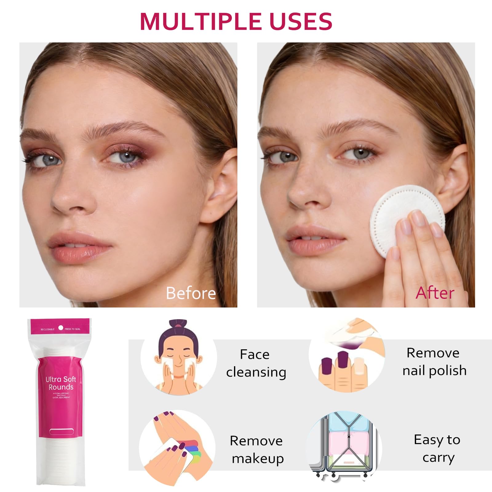 Astraescly fragrance-free and cruelty-free pads for sensitive skin.