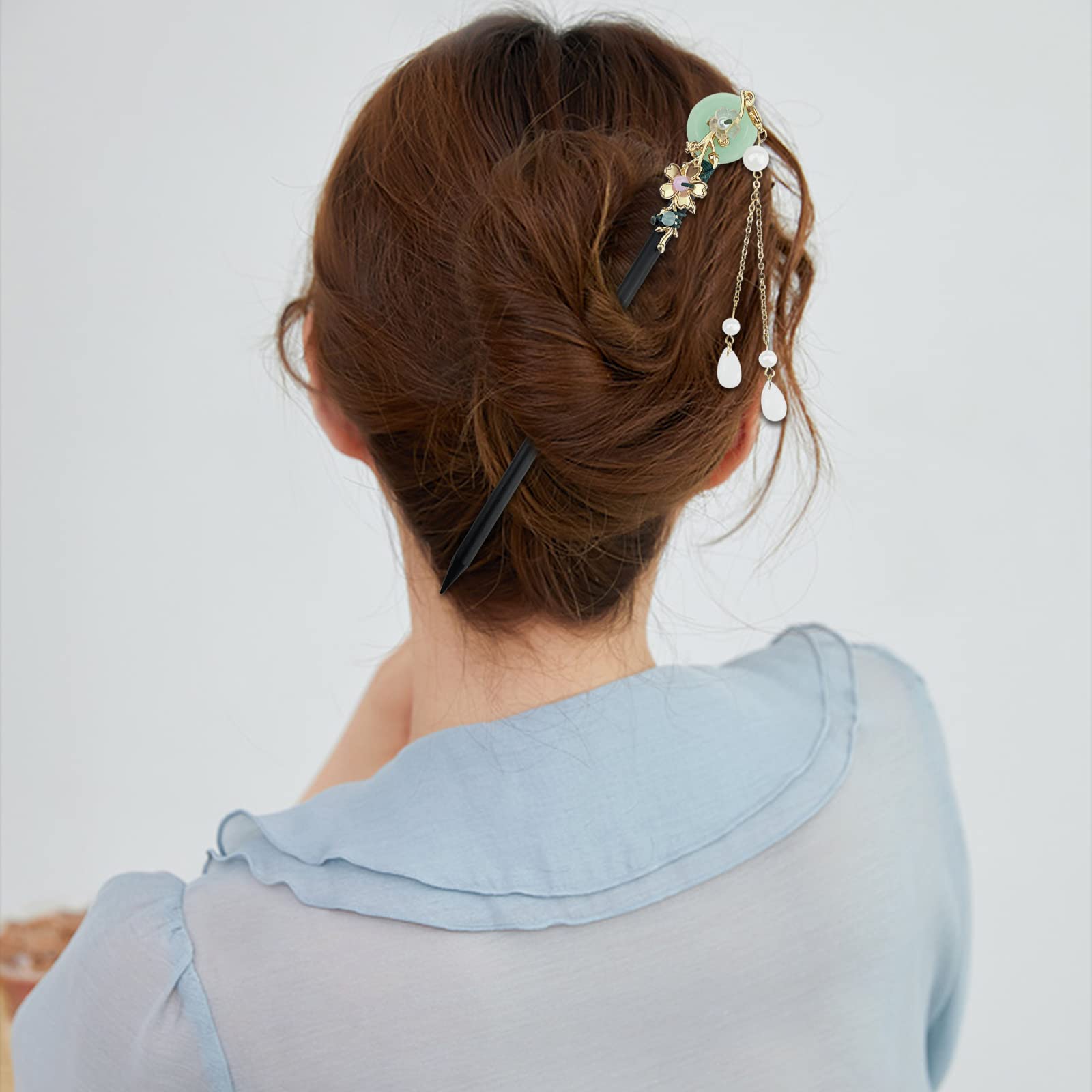 Aswewamt beaded wooden hair sticks add refined decor