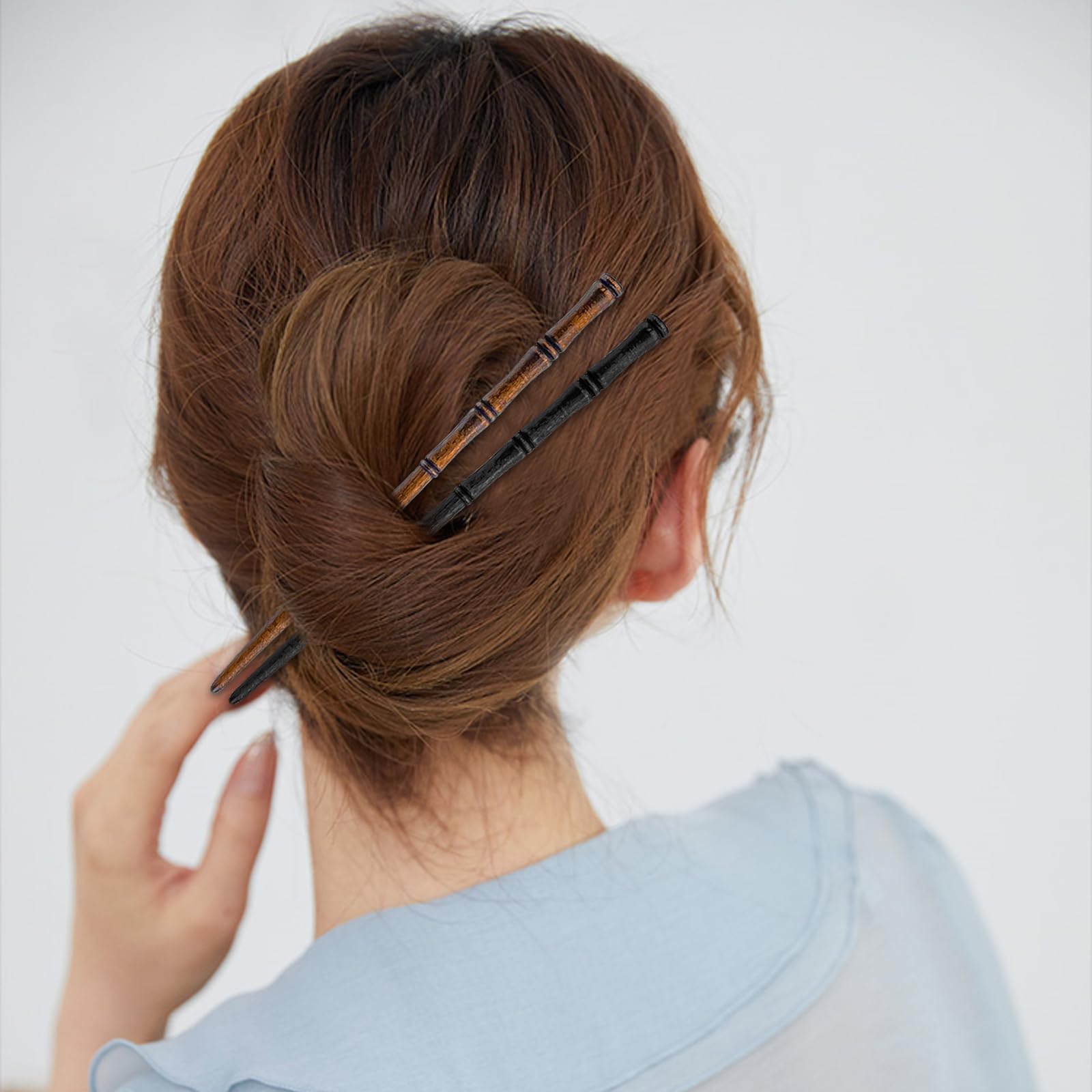 Aswewamt palillos de madera vintage, cabello largo: forma estable para sujetar mechones