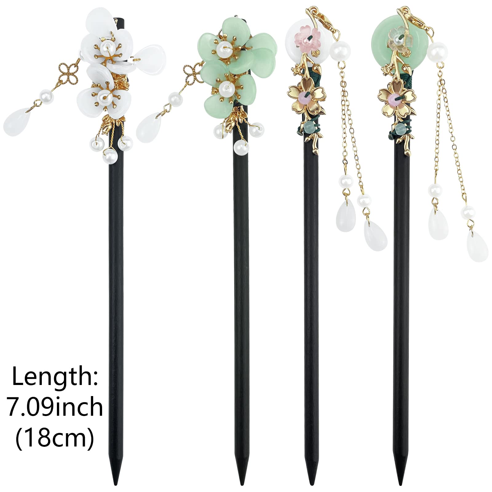 Aswewamt retro fringe-design wooden pins for vintage Hanfu looks