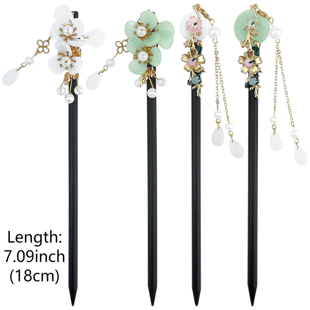 Aswewamt retro fringe-design wooden pins for vintage Hanfu looks