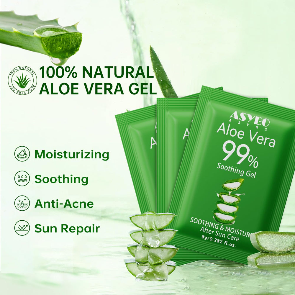 ASYBO Aloe Vera Gel 30 pack sachets for daily moisturizing anywhere