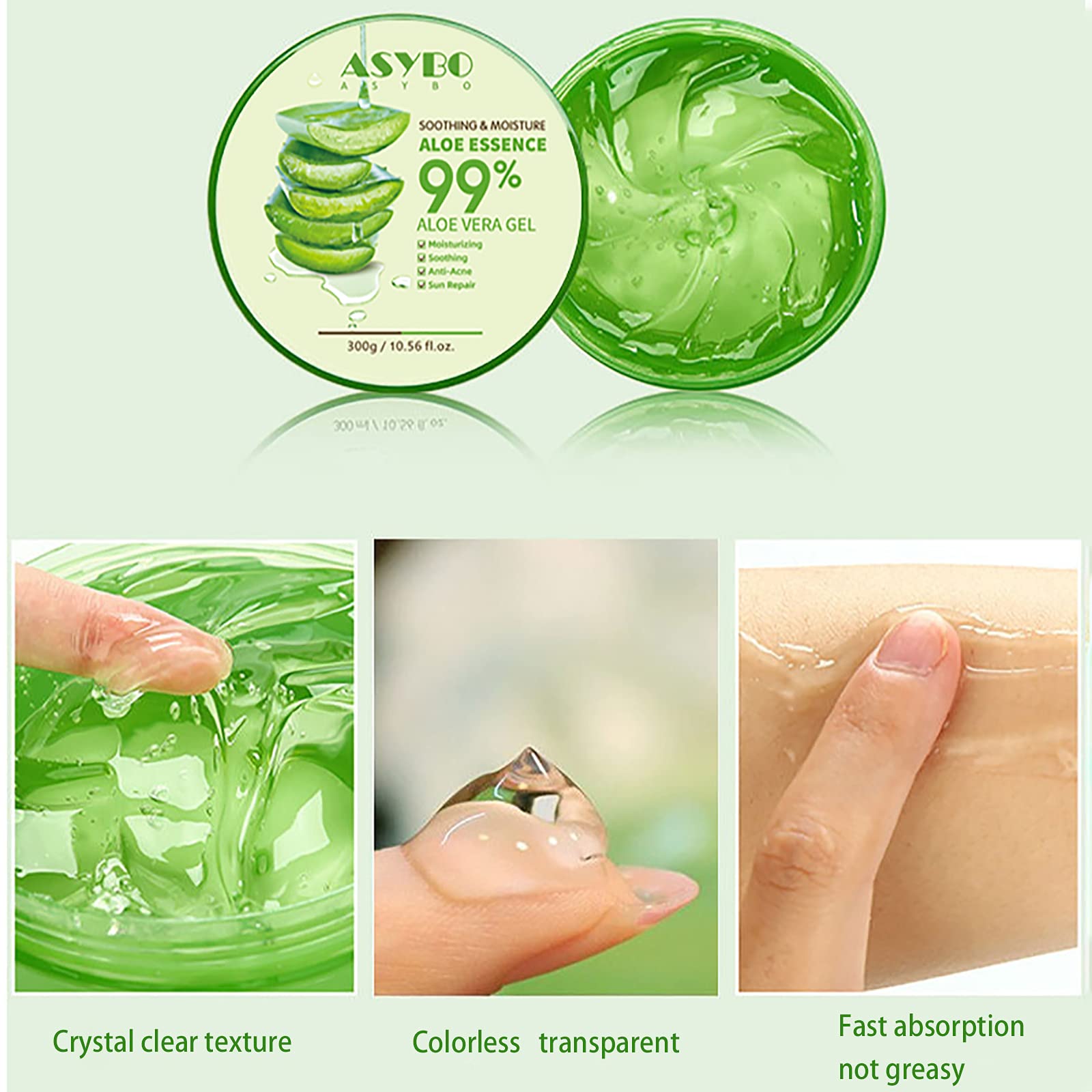 ASYBO Aloe Vera Gel on hair ends softens and conditions
