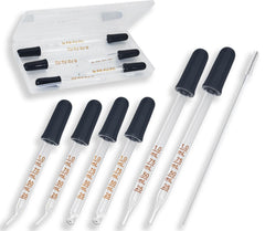 Atdcoek 6-pack glass pipette droppers with bent tips for precise liquid transfer.