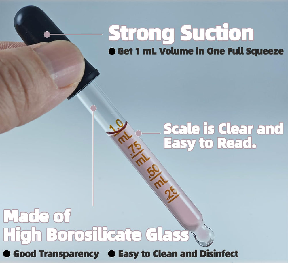 Atdcoek glass dropper set with brush included for thorough cleaning.