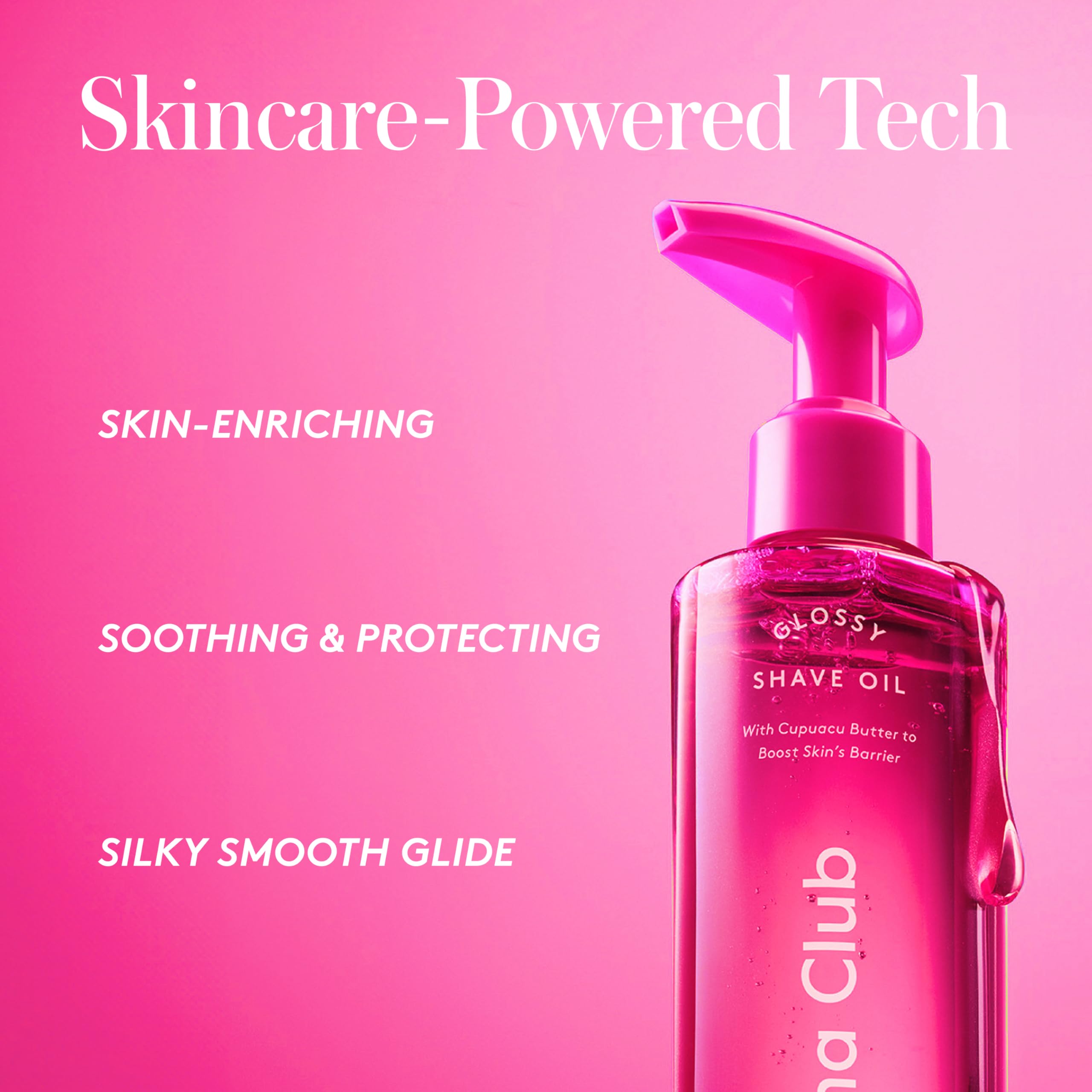 Athena Club Shave Oil – Super Pink scent with mandarin and orchid notes.
